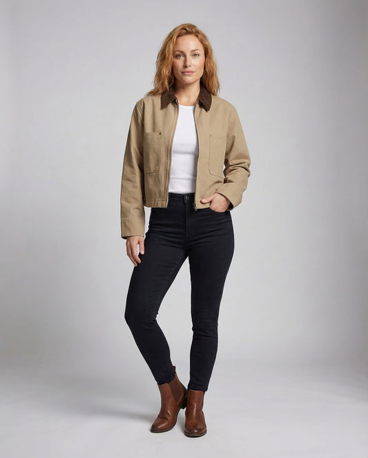 Damen Jeansblouson Cordkragen Worker-Stil wird zu: Damen Jeansjacke - Eveloria