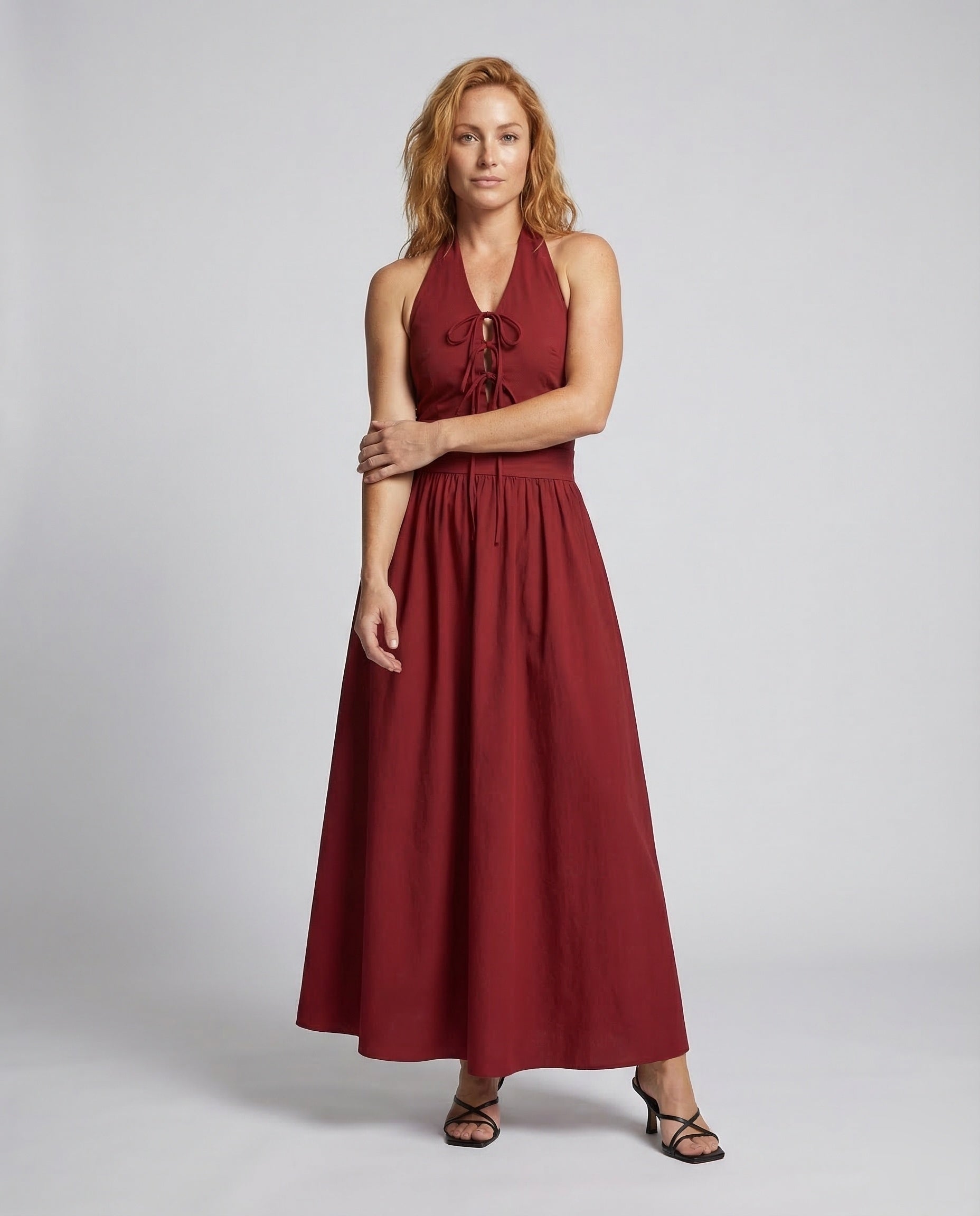 Damen Ärmelloses Maxikleid mit Halterkragen - Eveloria