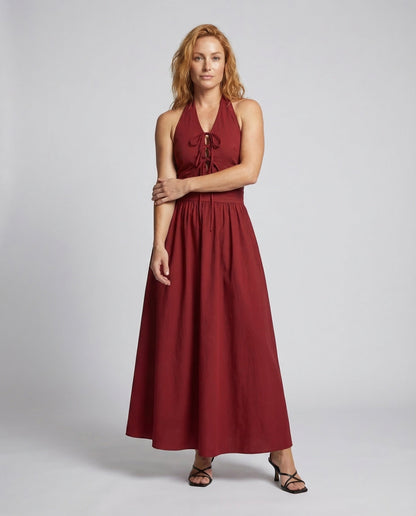 Damen Ärmelloses Maxikleid mit Halterkragen - Eveloria