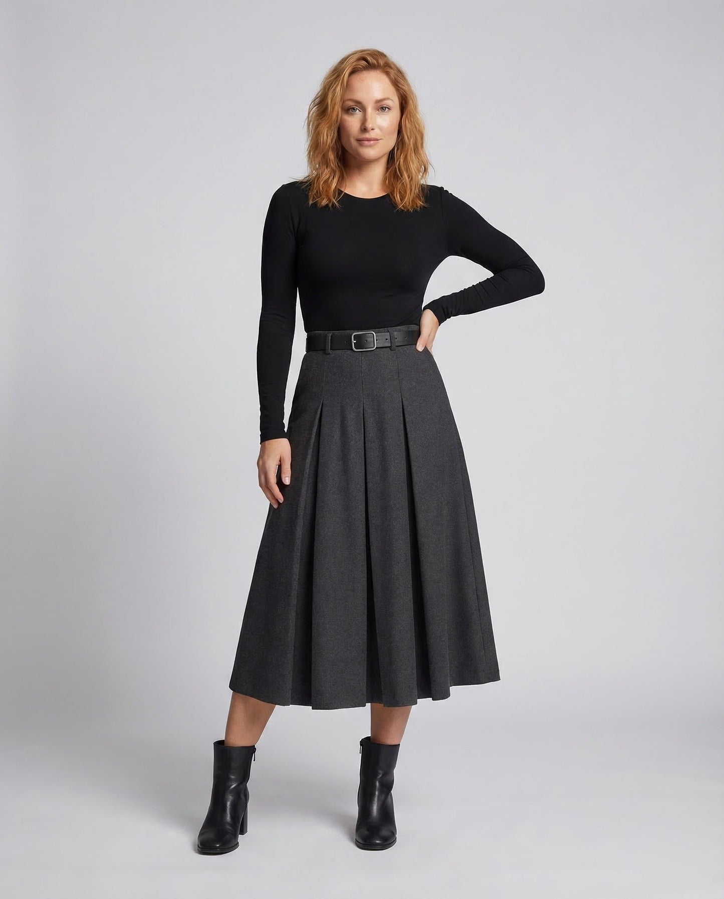 Damen Asymmetrischer Wollrock Hoher Bund - Eveloria