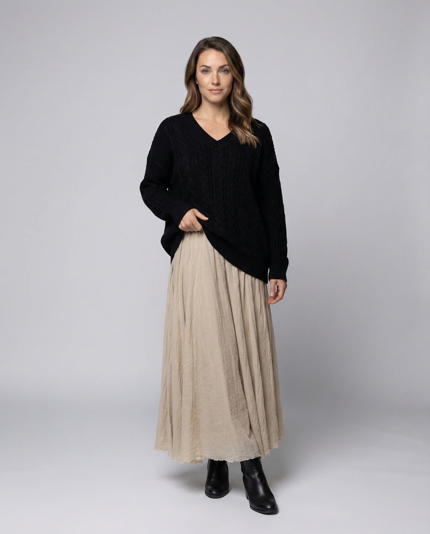 Damen Maxirock Plissé Hoher Bund - Eveloria