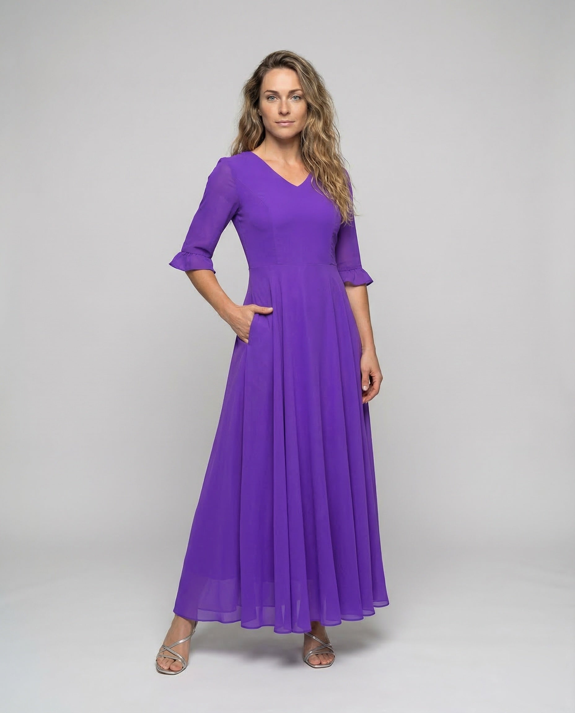 Damen Abendkleid Chiffon Volantrock - Eveloria