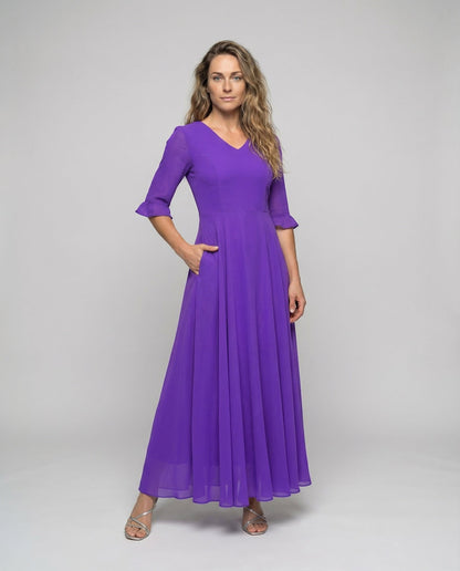 Damen Abendkleid Chiffon Volantrock - Eveloria