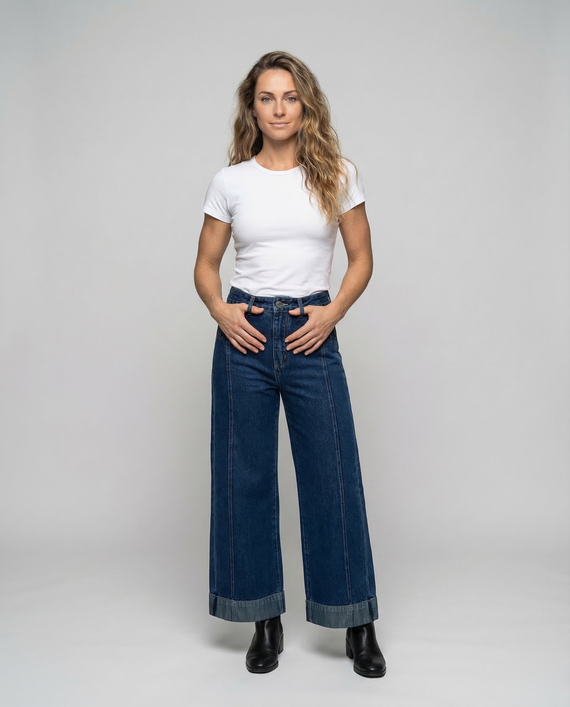 Damen Highwaist Culotte Jeanshose - Eveloria