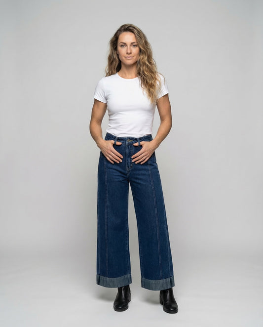 Damen Highwaist Culotte Jeanshose - Eveloria