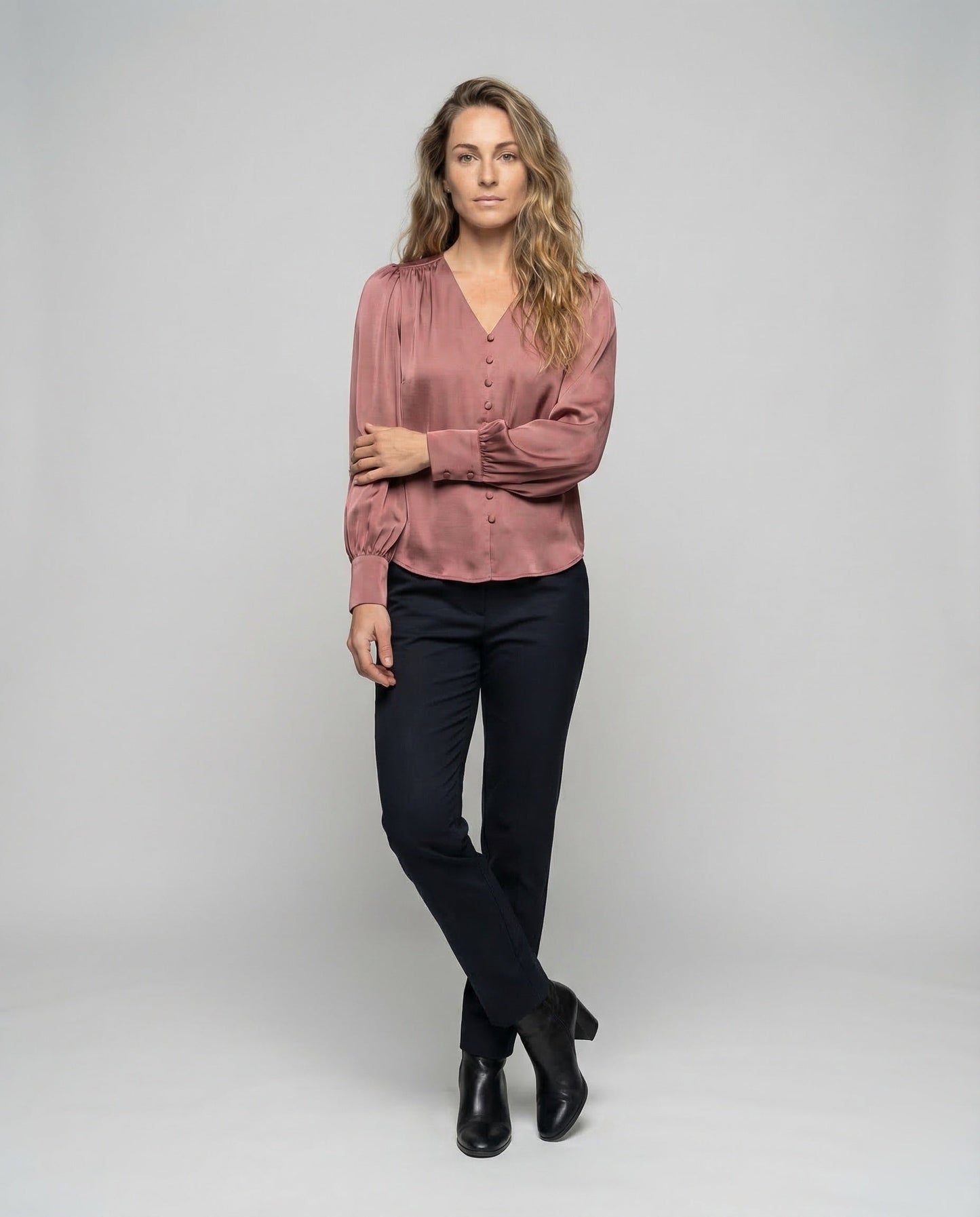 Damen Satinbluse Ballonärmel Elegantes Design - Eveloria