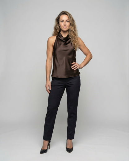 Damen Eleganter Halterneck Wasserfallkragen - Eveloria