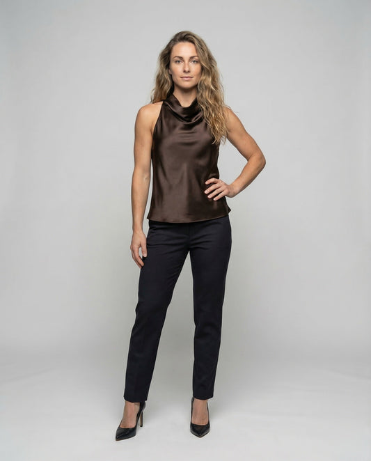 Damen Eleganter Halterneck Wasserfallkragen - Eveloria