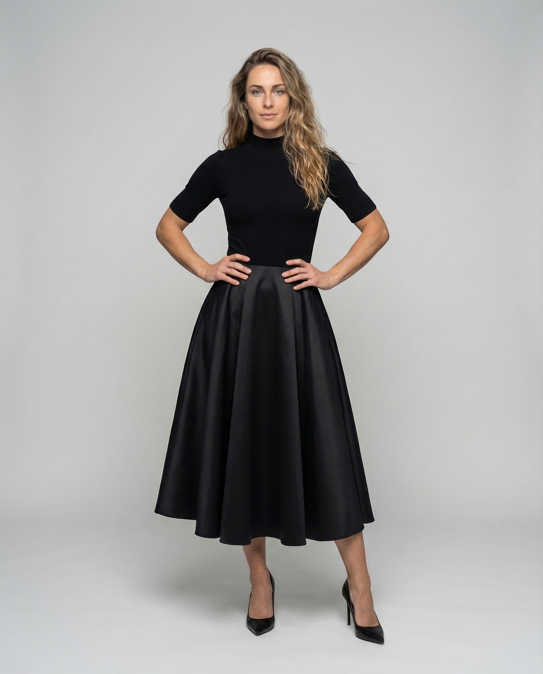 Damen Abendensemble Rollkragen- Satin Rock - Eveloria