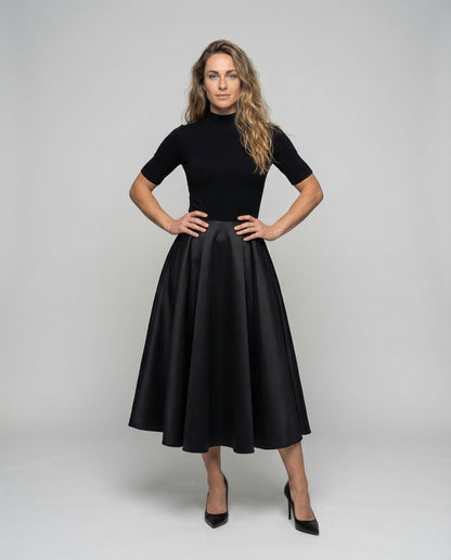 Damen Abendensemble Rollkragen- Satin Rock - Eveloria