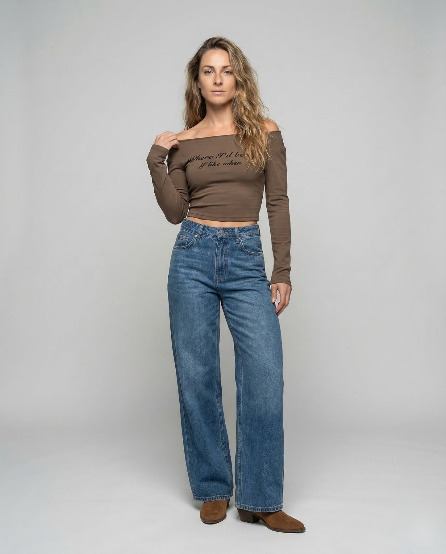 Damen Extraweite Denim-Hose Mittelnaht - Eveloria