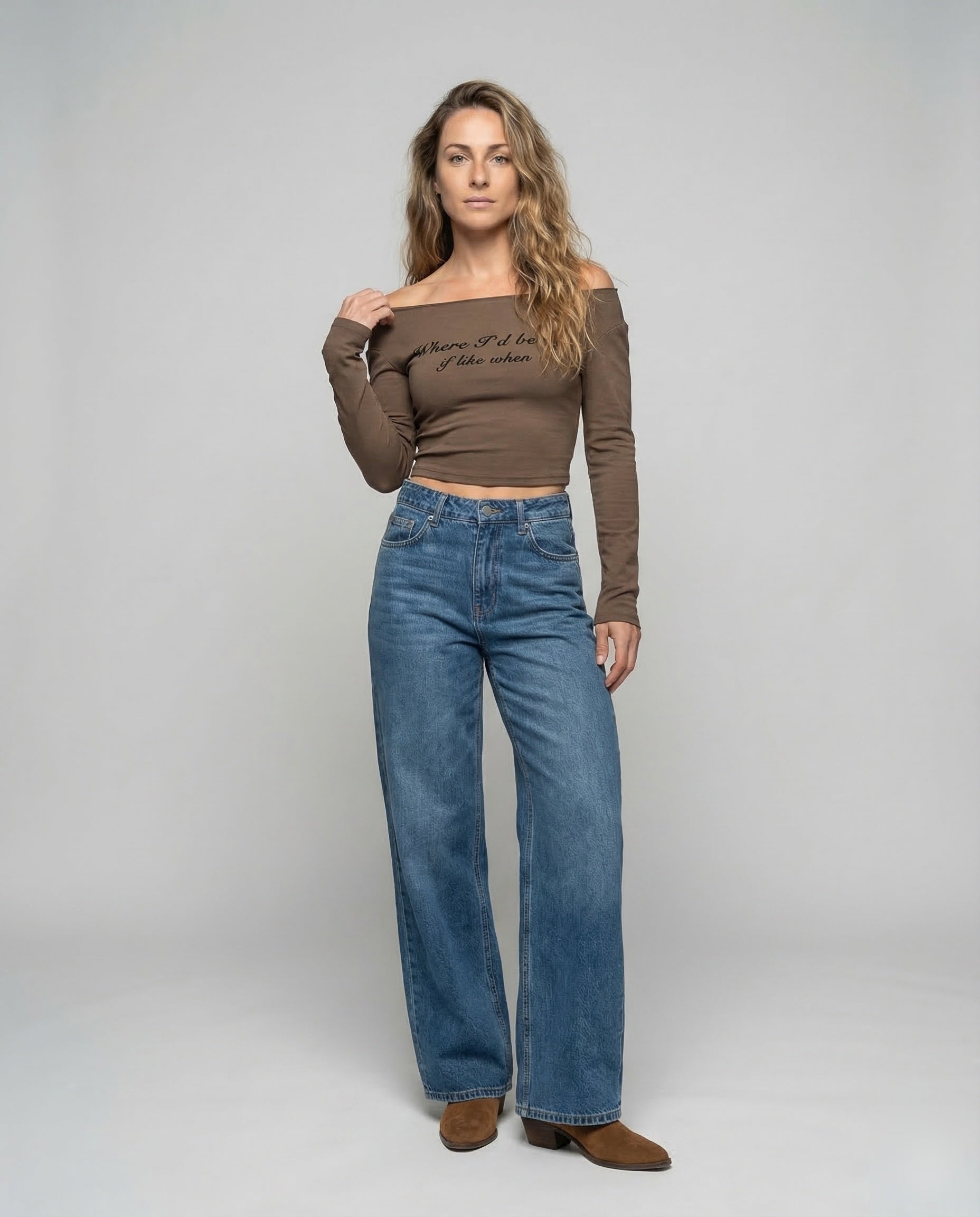 Damen Extraweite Denim-Hose Mittelnaht - Eveloria