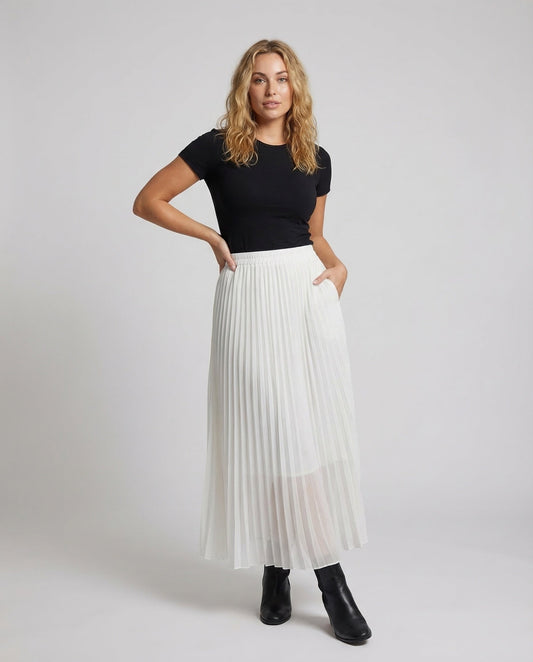 Damen Maxirock Plissiert Chiffon Hochtailliert - Eveloria