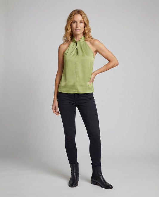 Damen Halterneck- Satin-Optik Kellerfalte - Eveloria