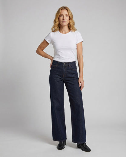 Damen Hochgeschnittene Schlagjeans Rohdenim - Eveloria