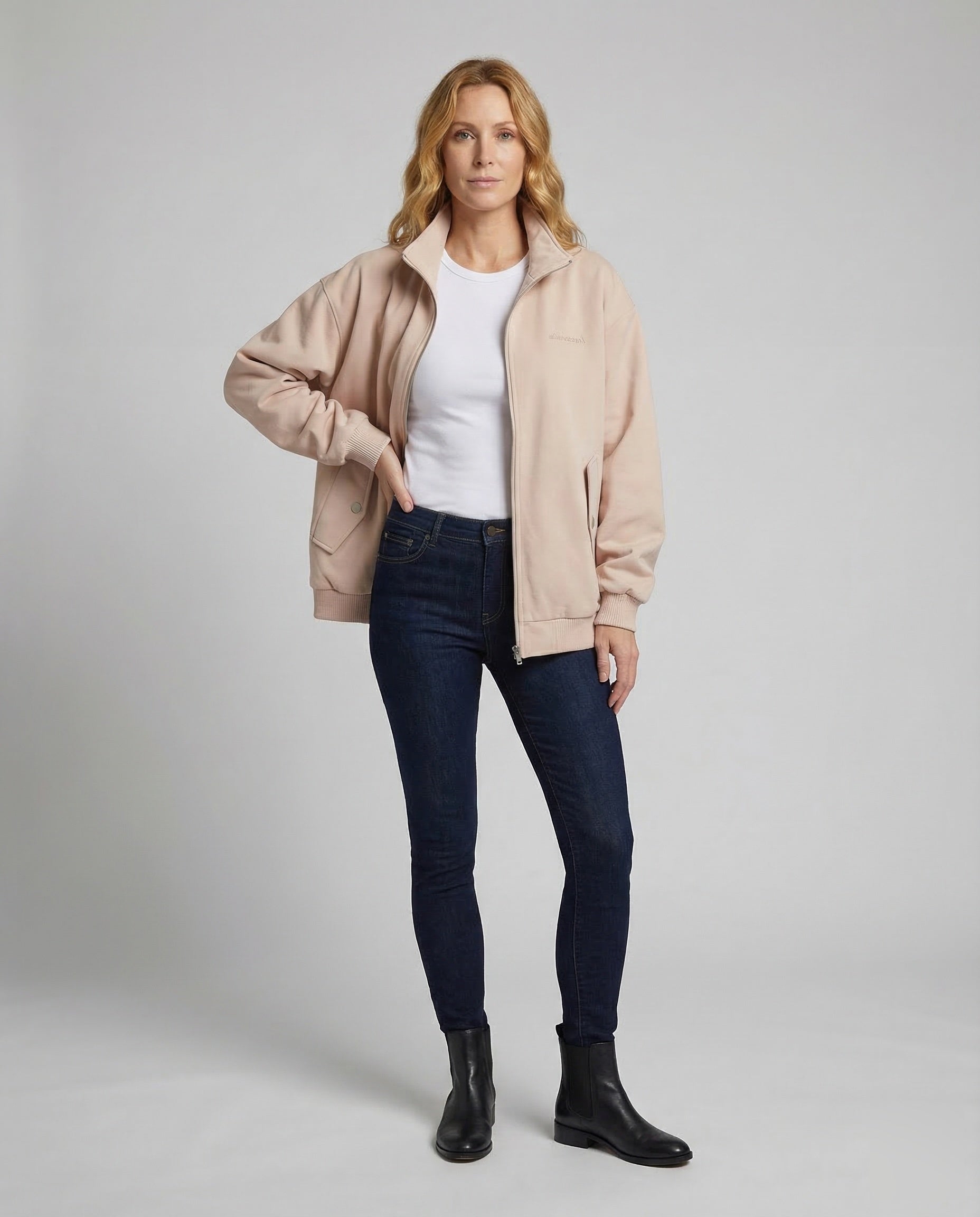 Damen Reißverschlussjacke Kastig Rippbündchen - Eveloria