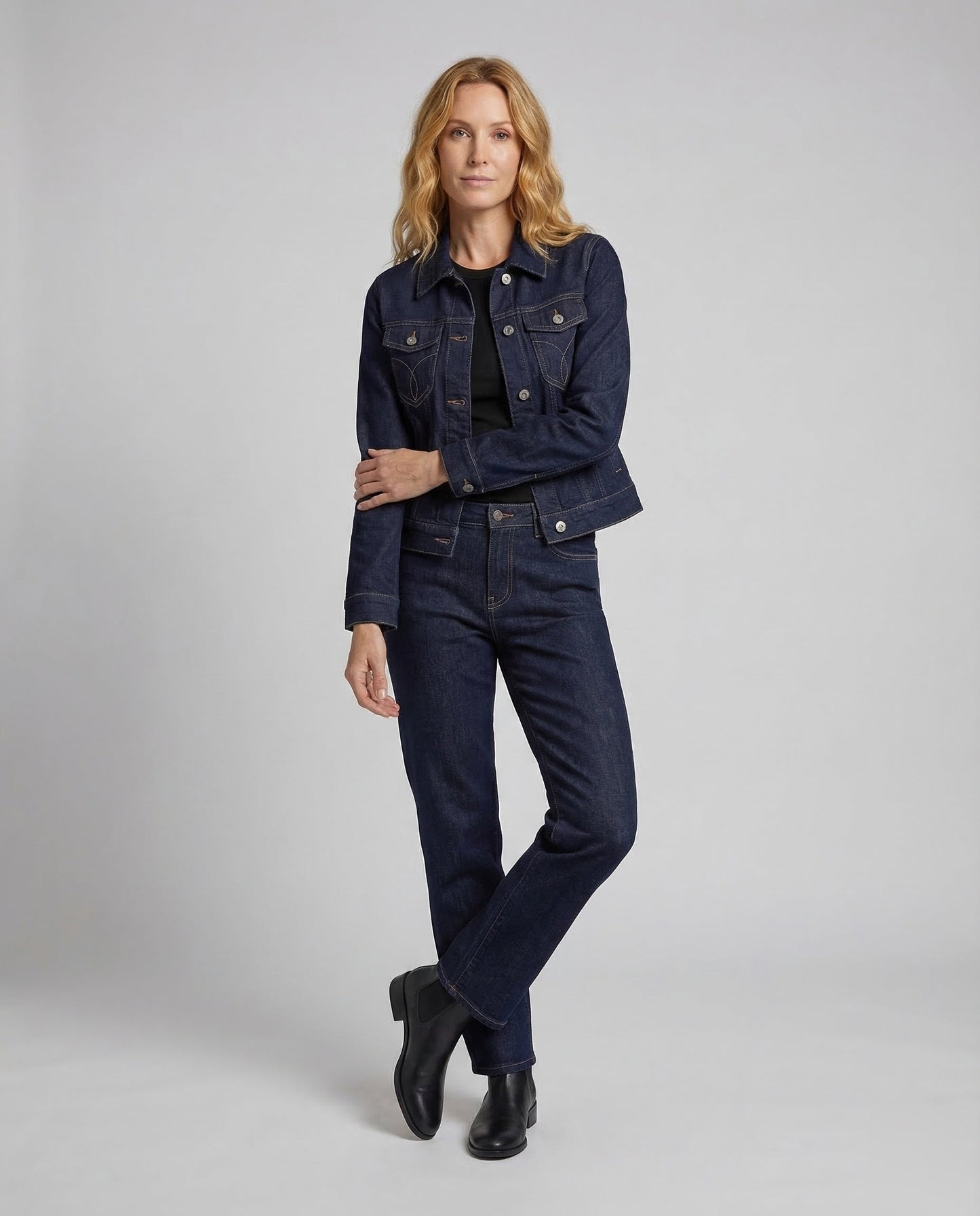 Damen Weitbein-Jeans Kastig Blau - Eveloria