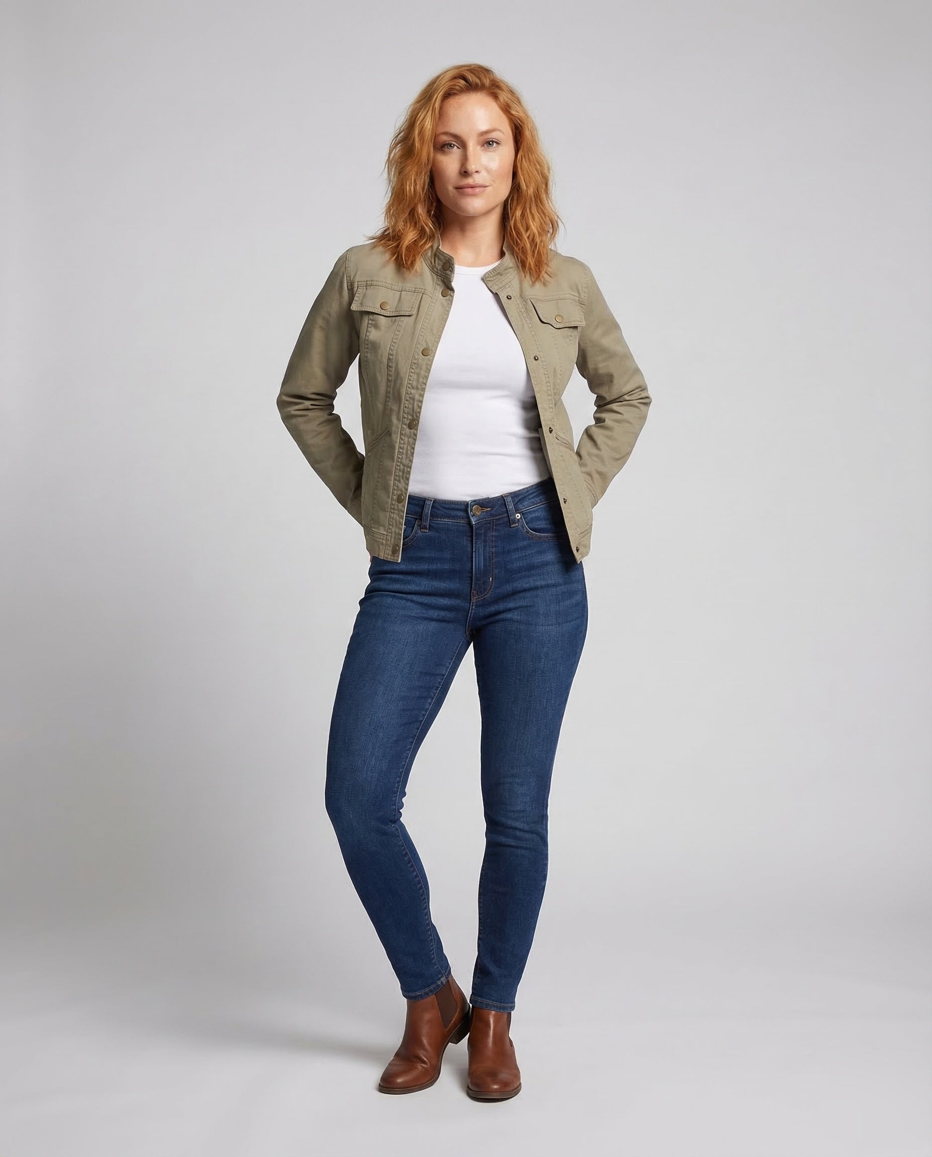 Damen Twilljacke Kurz Stehkragen - Eveloria