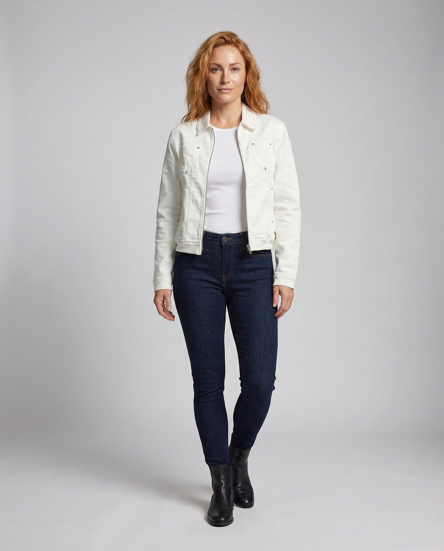 Damen Kurze Arbeitsjacke Metallreißverschluss - Eveloria