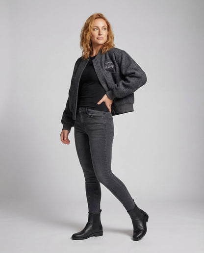 Damen Melierte Wolljacke mit Stickpatch - Eveloria