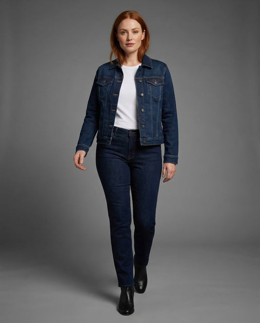 Damen Truckerjacke Jeans-Set Weite Hose - Eveloria