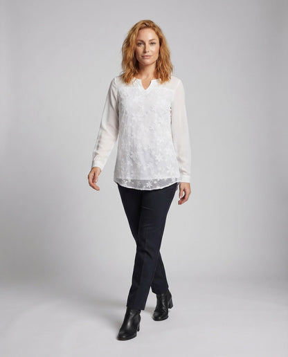 Damen Tunika Bluse Florale Stickerei - Eveloria