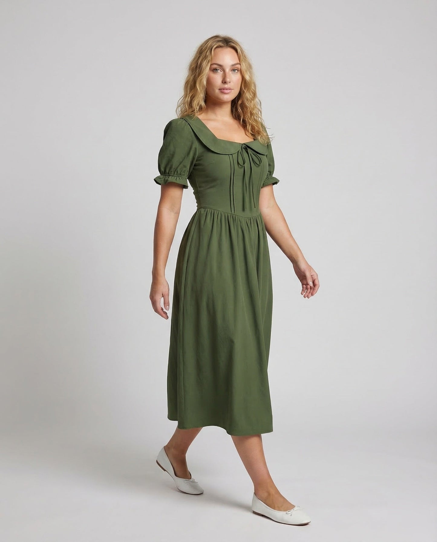 Damen Maxikleid mit Korsettoptik und Puffärmeln - Eveloria
