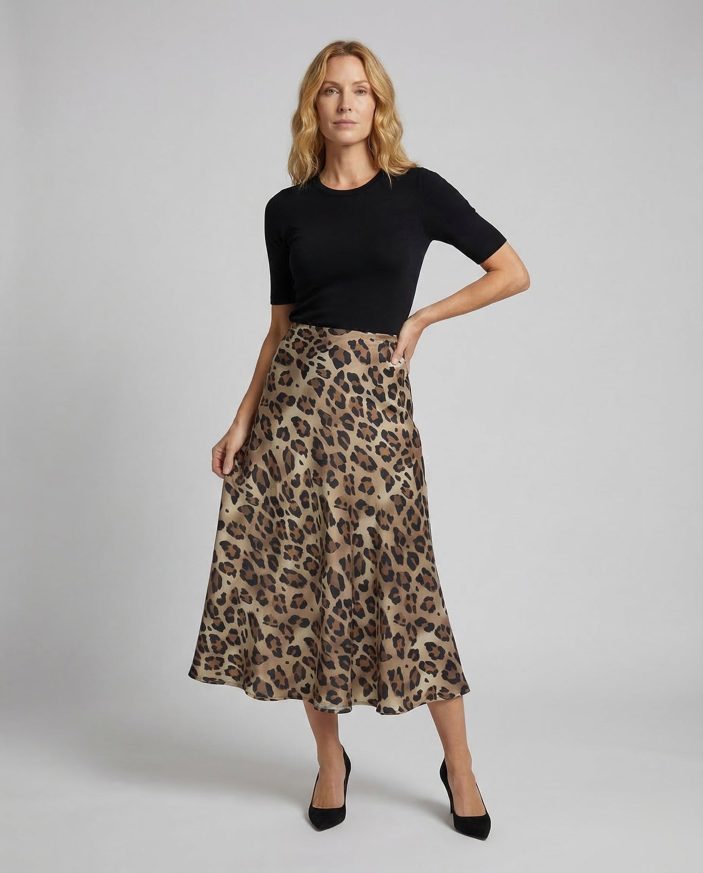 Damen Satin-Rock Animalprint - Eveloria