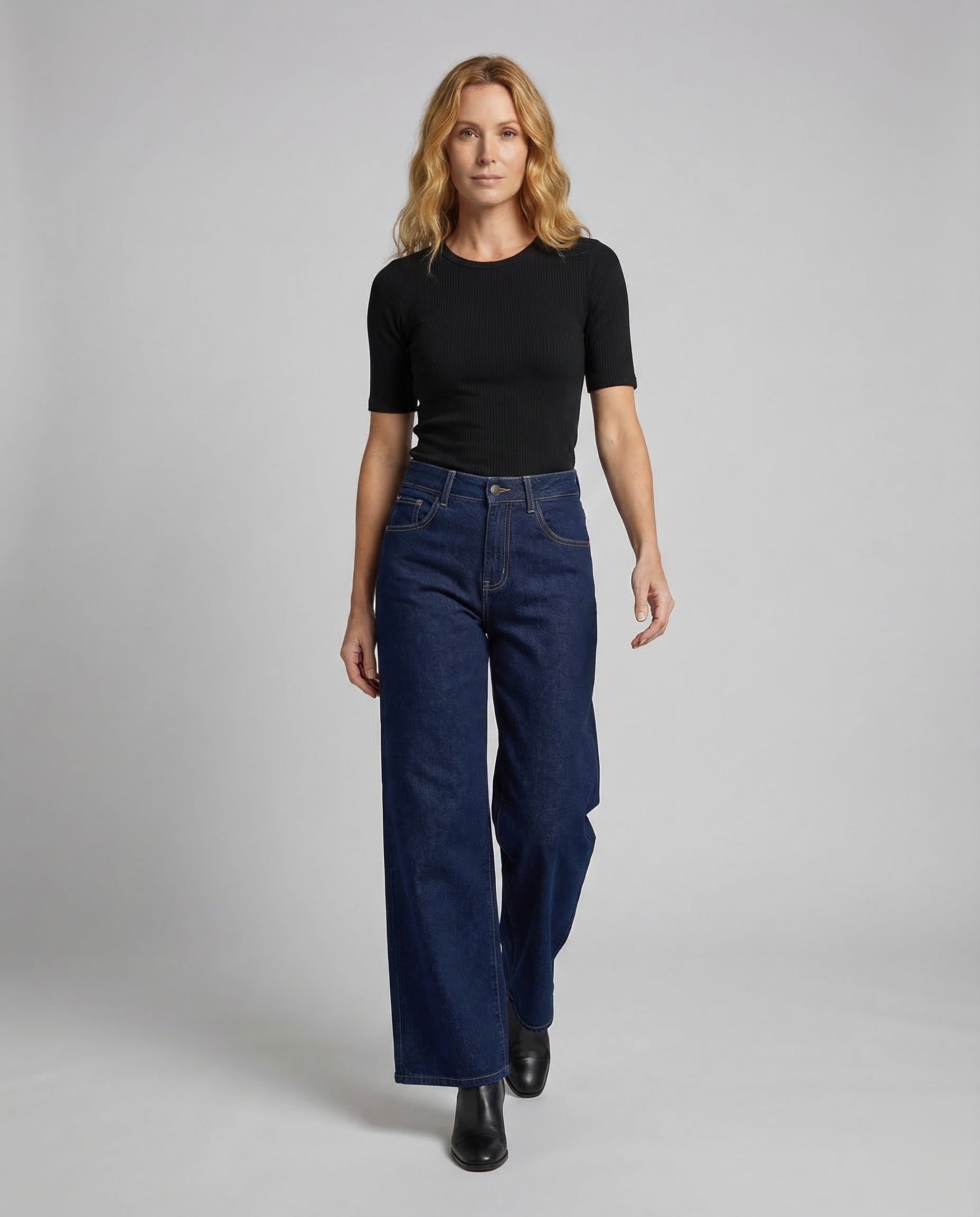 Damen Thermogeplüschte Jeans Weites Bein - Eveloria