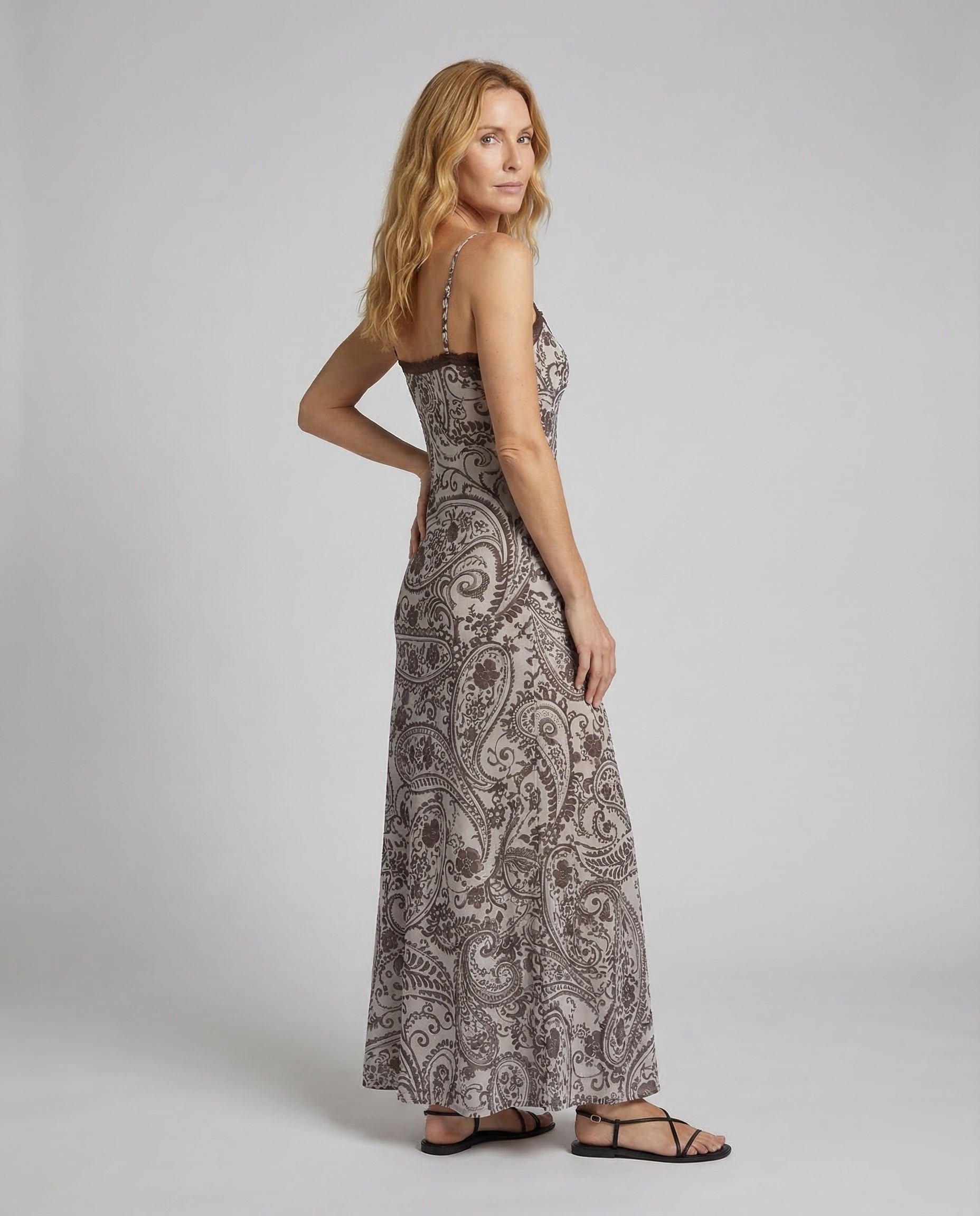 Damen Paisley Trägerkleid Miederform - Eveloria