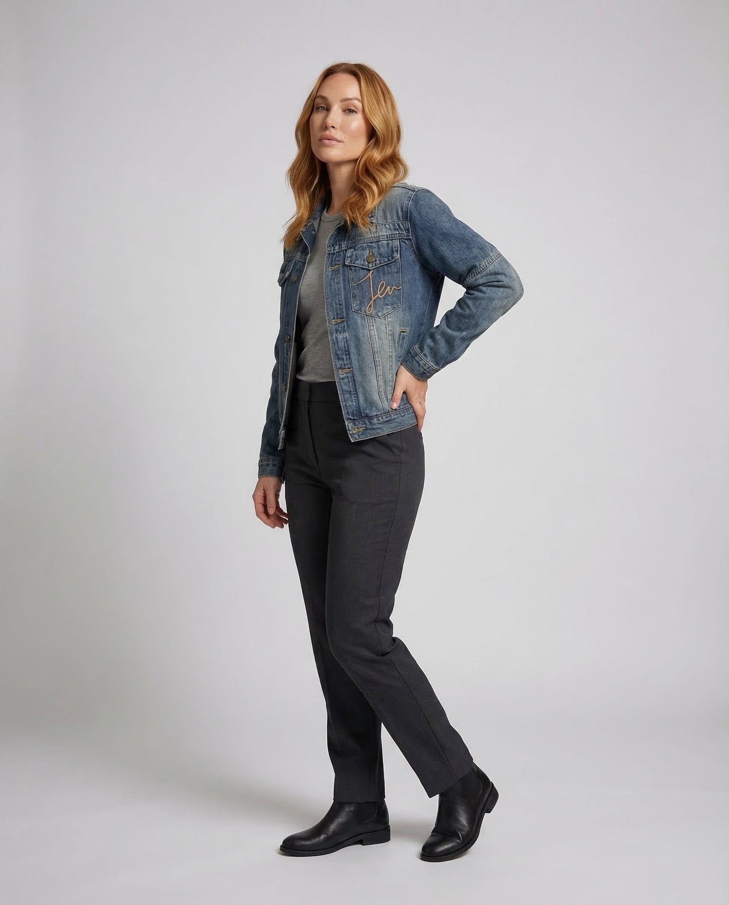 Damen Denim-Jacke Vintage-Look Blouson Schnitt - Eveloria