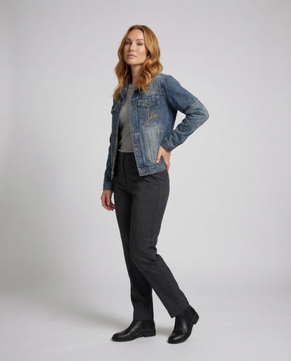 Damen Denim-Jacke Vintage-Look Blouson Schnitt - Eveloria