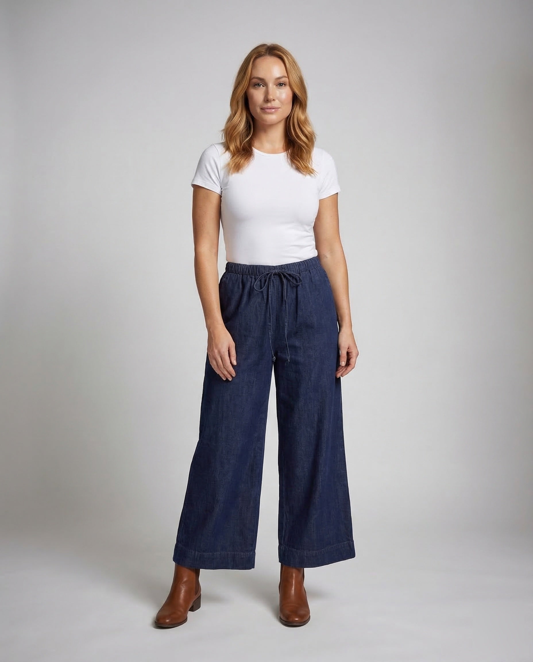 Damen Hochtaillen-Palazzo-Jeans - Eveloria