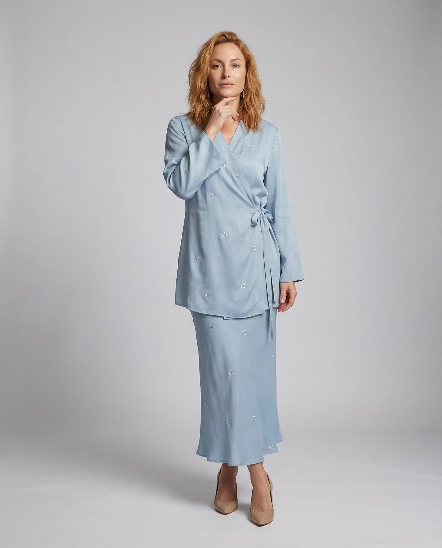 Damen Wickelkimono Zweiteiler Maxirock - Eveloria