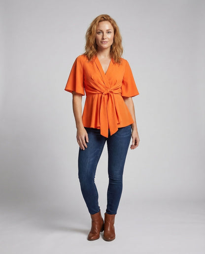 Damen Wickelbluse mit Volantärmeln - Eveloria