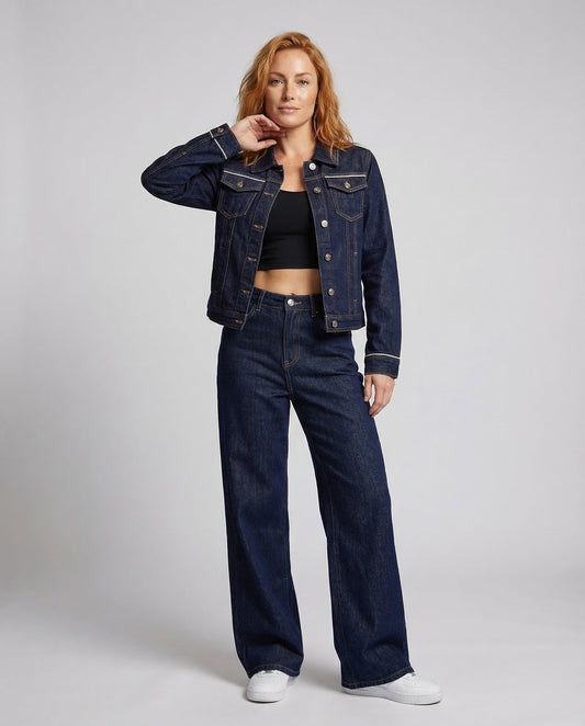 Damen Palazzohose Spitze Jeans-Set - Eveloria