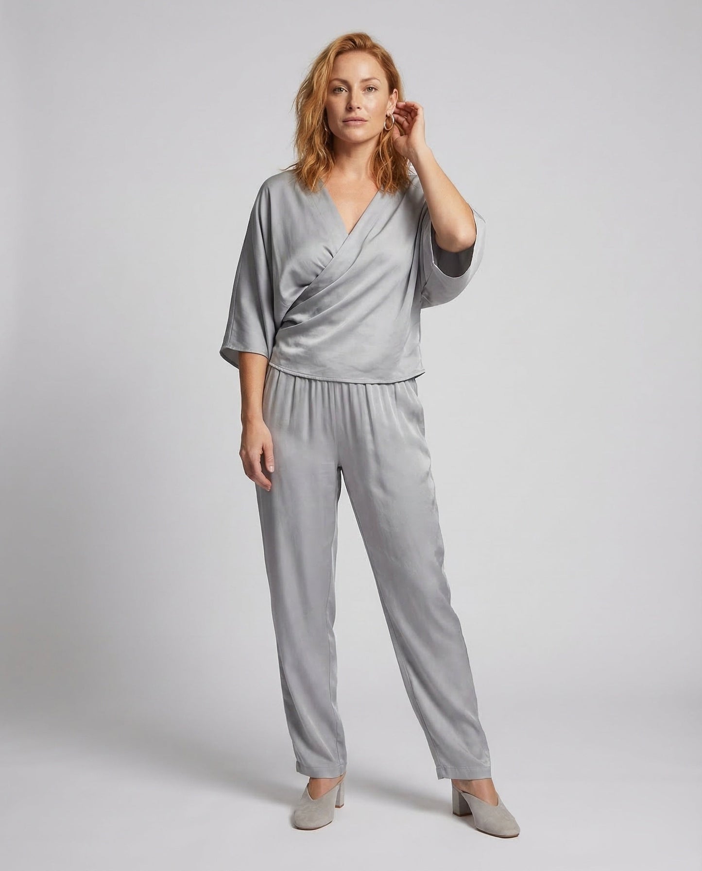 Damen Satin Ensemble Palazzohose - Eveloria