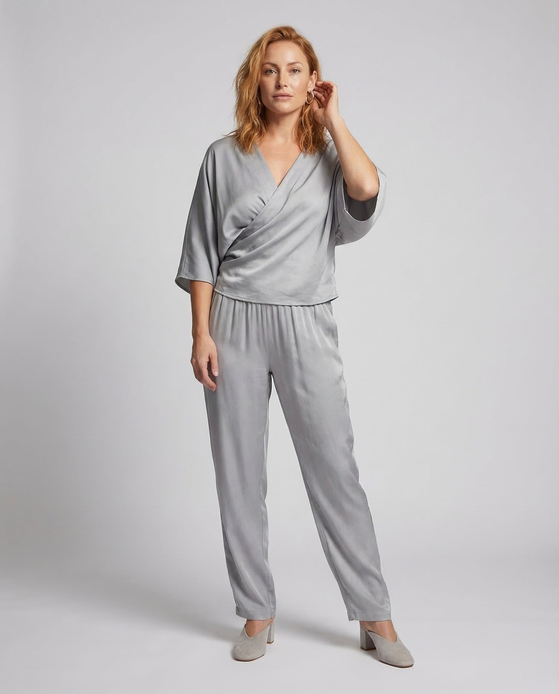 Damen Satin Ensemble Palazzohose - Eveloria
