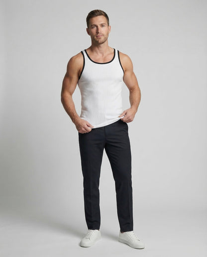 Herren Tanktop Körperbetont Kontrastpaspel - Eveloria