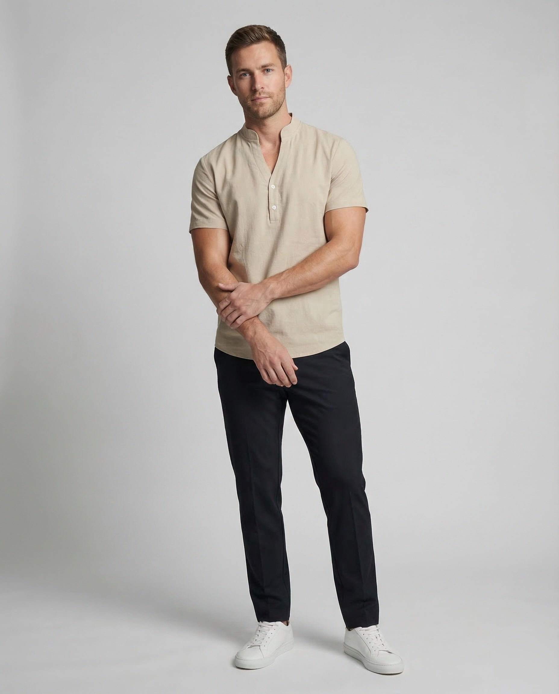Herren Leinen-Shirt Kurzarm Leinenmix - Eveloria