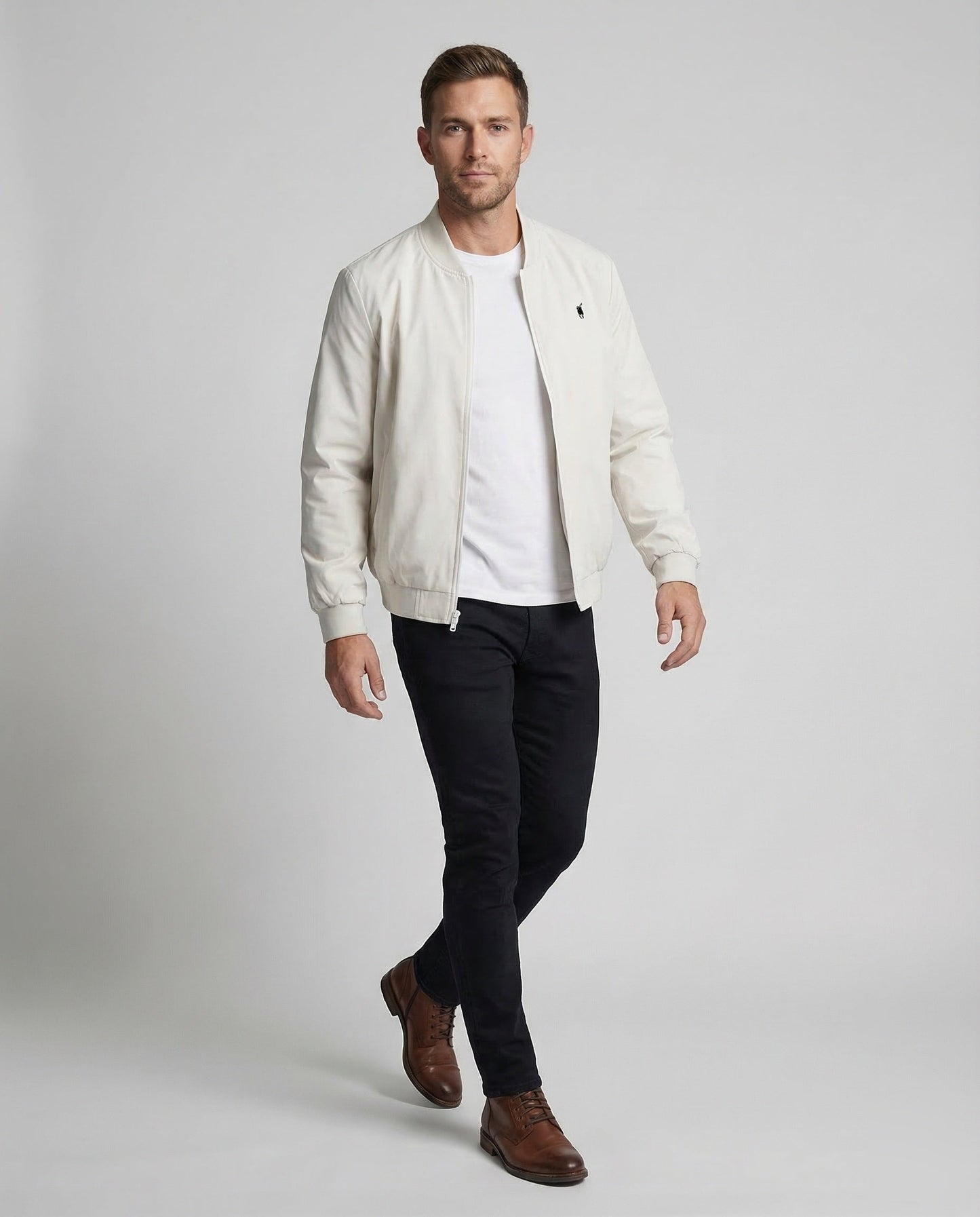 Herren Blouson Leicht Gerippter Stehkragen - Eveloria