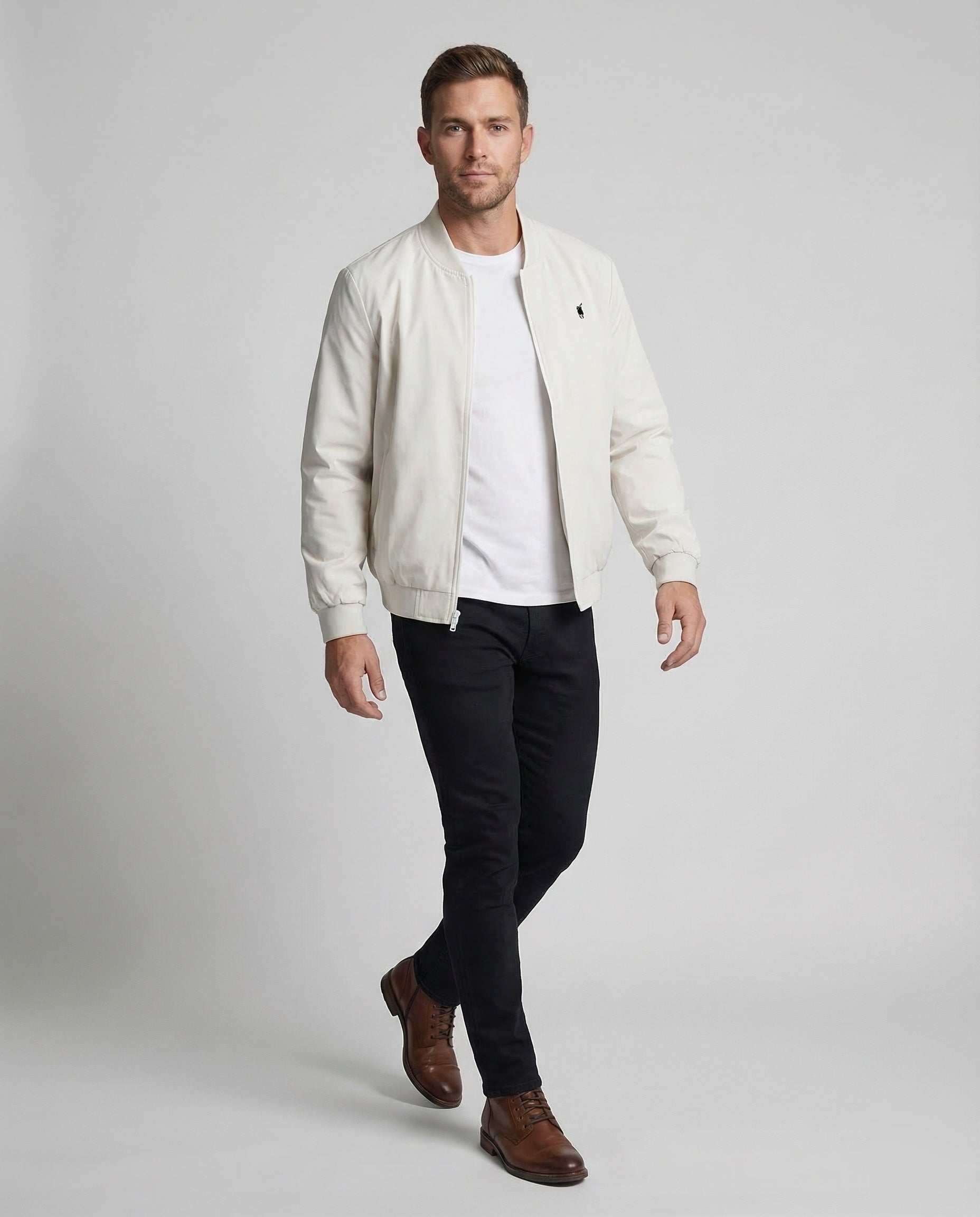 Herren Blouson Leicht Gerippter Stehkragen - Eveloria