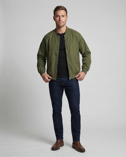 Herren Blouson Lederjacke Zweiwege-Reißverschluss Schwarz - Eveloria