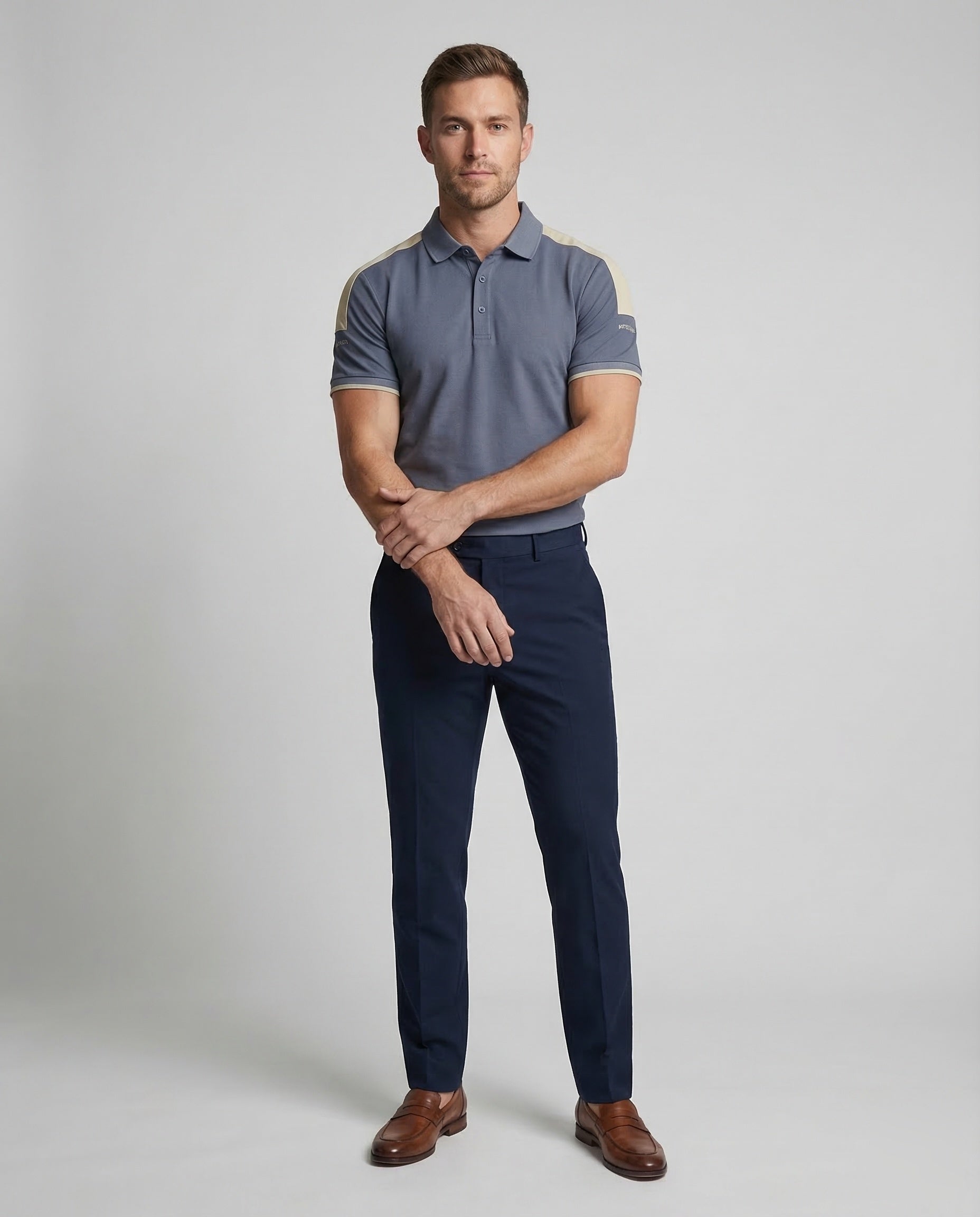 Herren Polo-Shirt Kontraststreifen Sportlich - Eveloria