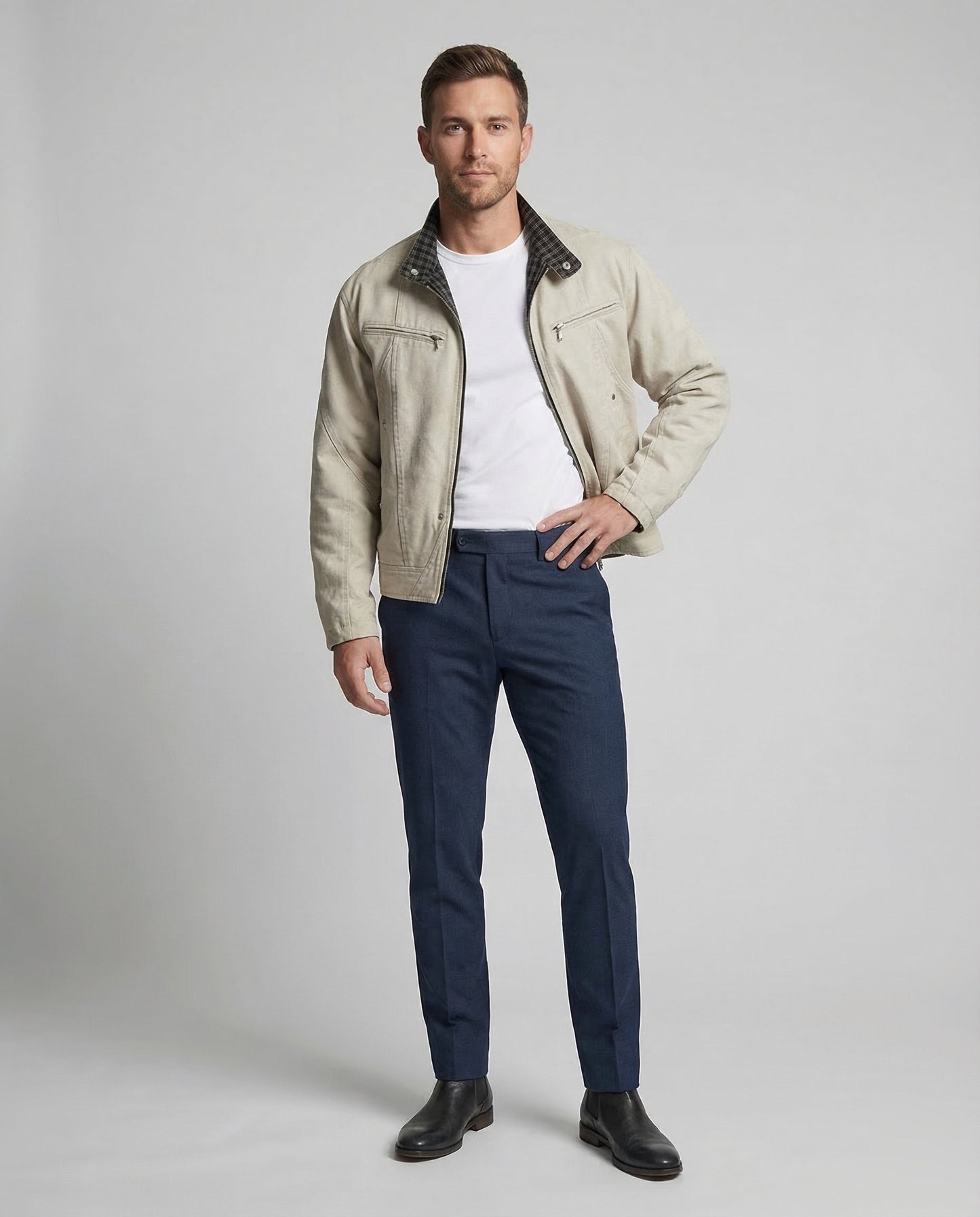 Herren Feldjacke Canvas Kariertes Futter - Eveloria