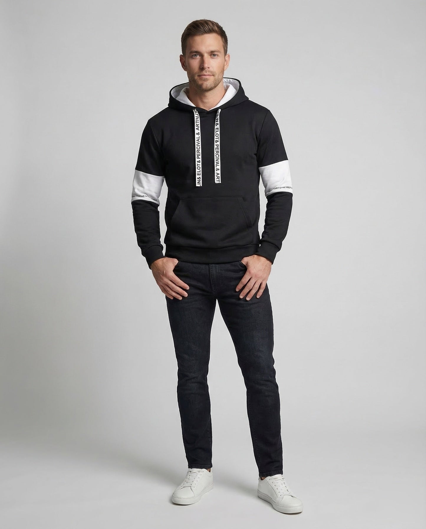 Herren Kapuzenpullover Sportlich Mit Kontrastärmeln - Eveloria