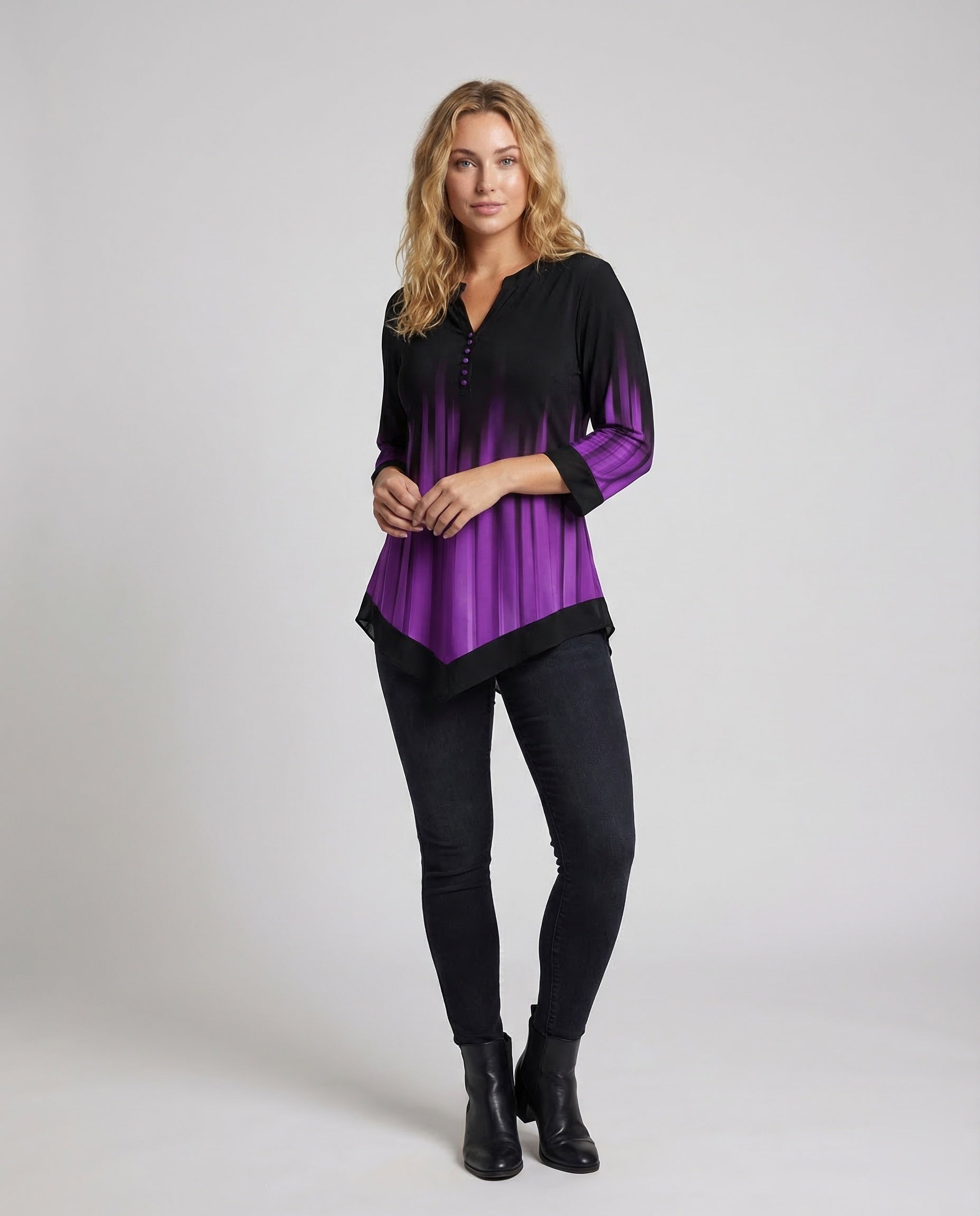 Damen Tunika Asymmetrisch Plissee Optik - Eveloria