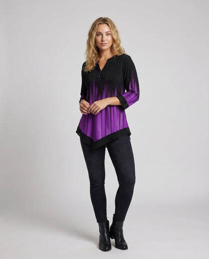 Damen Tunika Asymmetrisch Plissee Optik - Eveloria