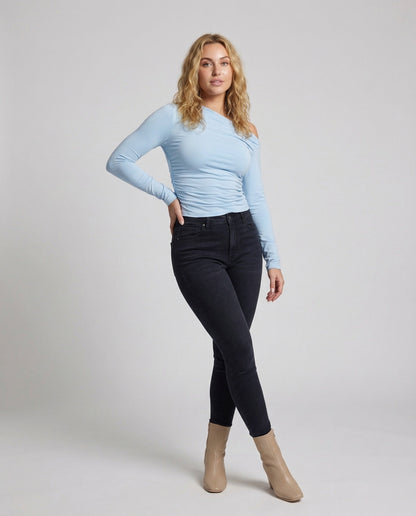 Damen Langarmshirt Ein-Schulter Taillierte Passform - Eveloria