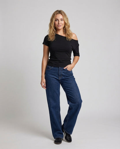 Damen Jersey- Schulterfrei Asymmetrisch - Eveloria